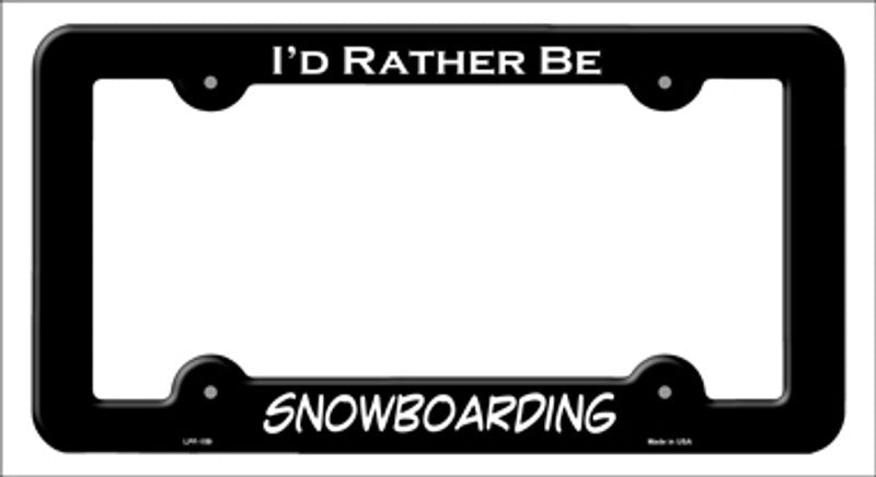 I'd rather be Snowboarding Metal License Plate Frame in Black