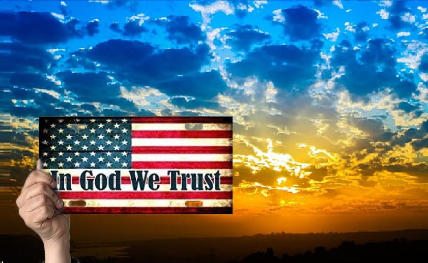 In God We Trust License Plate By Sun