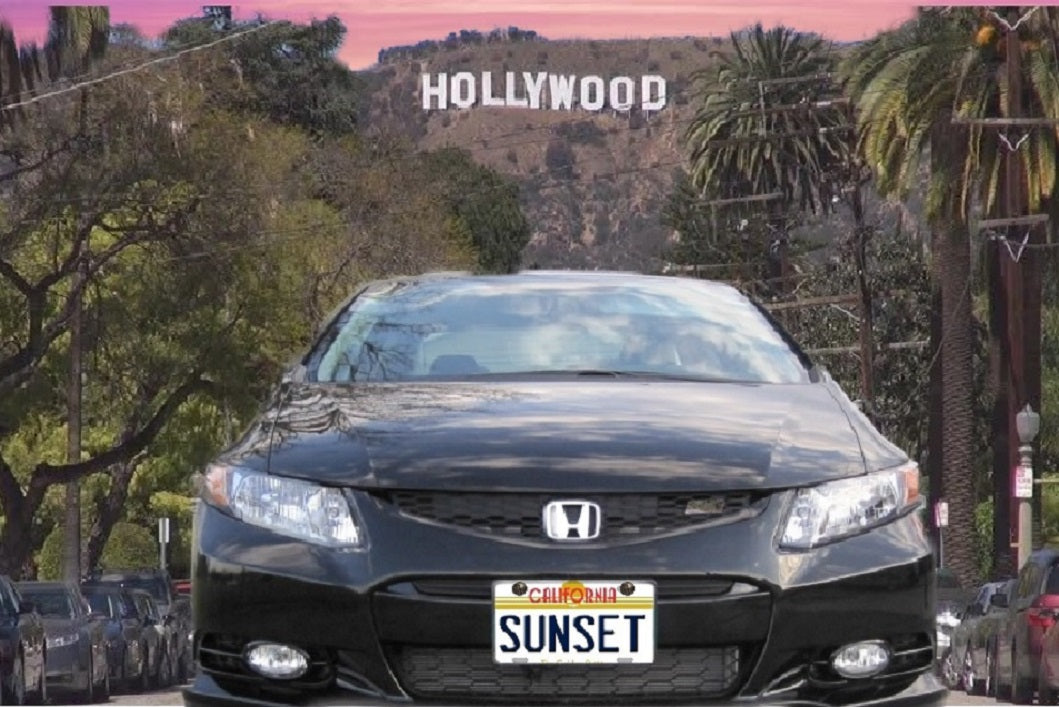 Sunset California License Plate Mounted