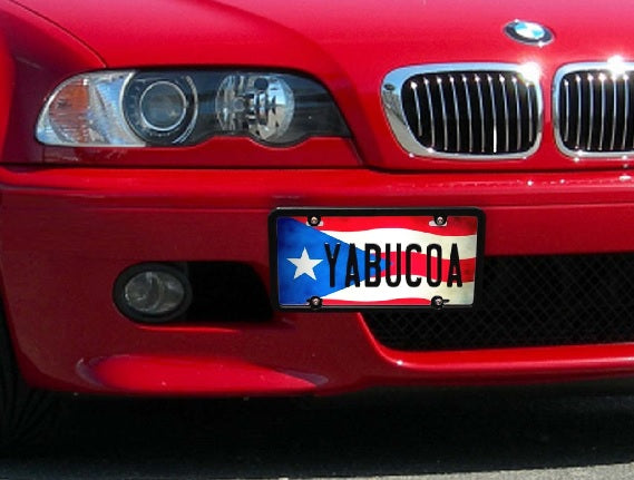 Front Mounted Yabucoa Puerto Rican Flag License Plate