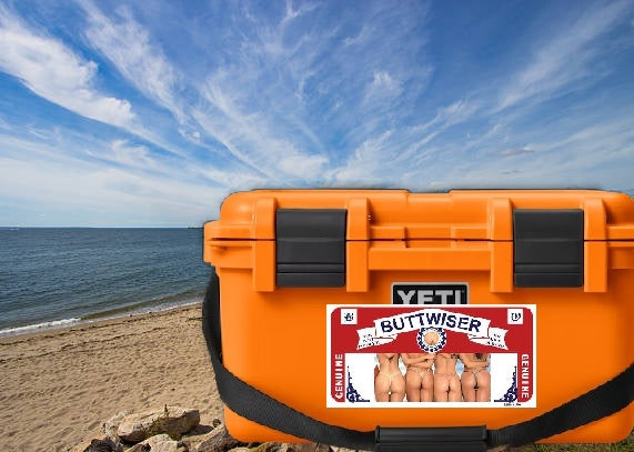 Buttwiser Bumper Sticker On A Lunch Box