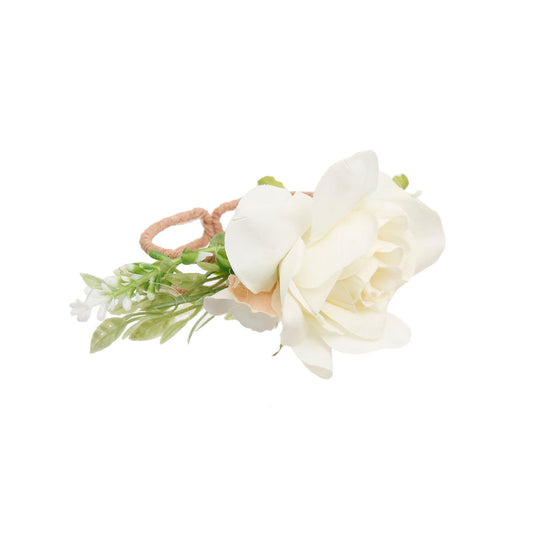 Ivory Fabric Flower Bracelet