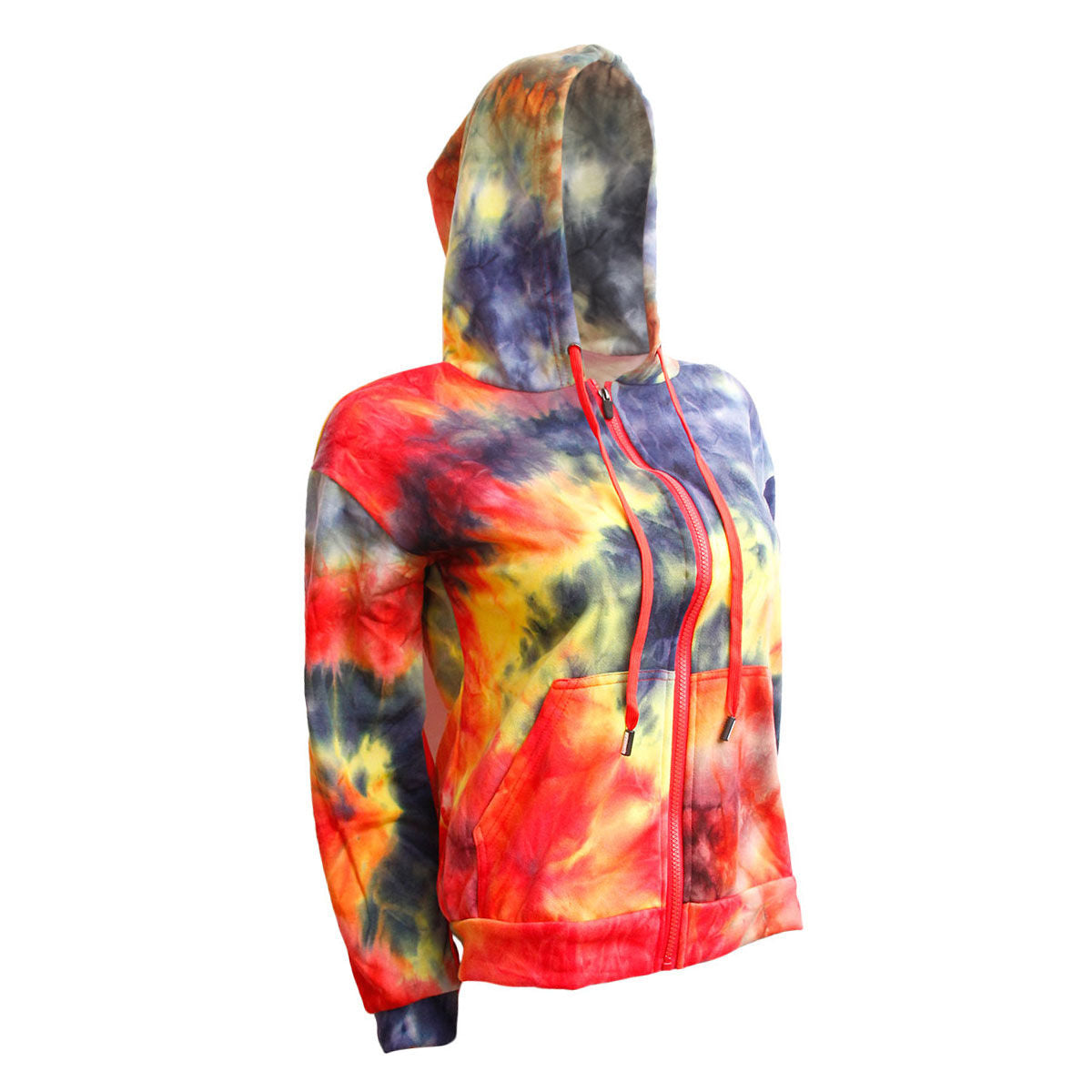 Small Red Tie Dye Zip Hoodie