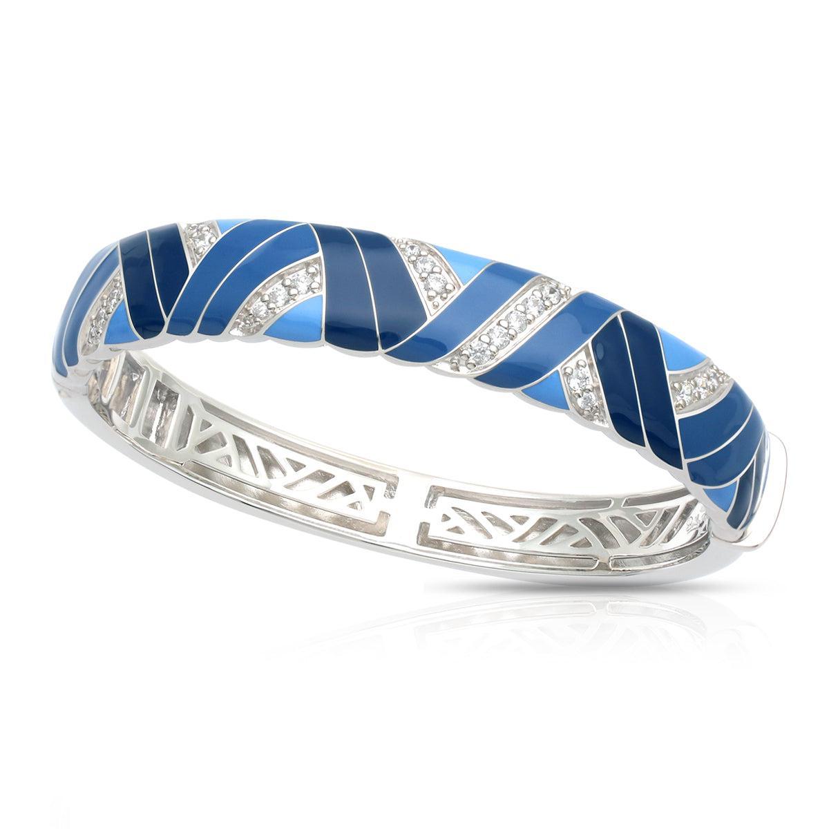 Ring with blue and silver design on a white background