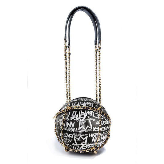 Black and White Graffiti Basketball Bag | | 8.5 Inches