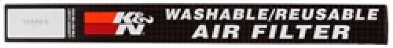 K&N air filter label with washable/reusable text