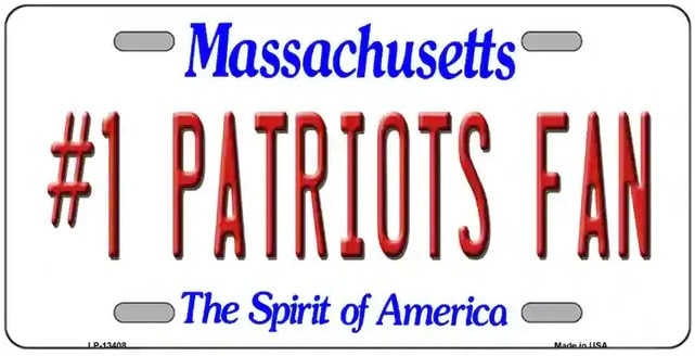 Number One Patriots Fan Massachusetts Novelty License Plate