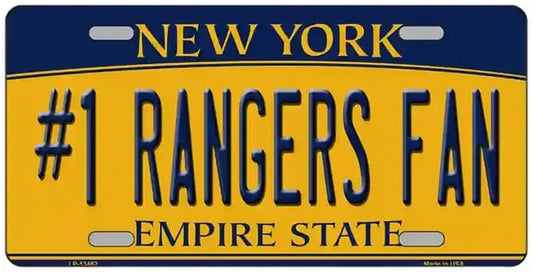 Number One Rangers Fan Metal License Plate