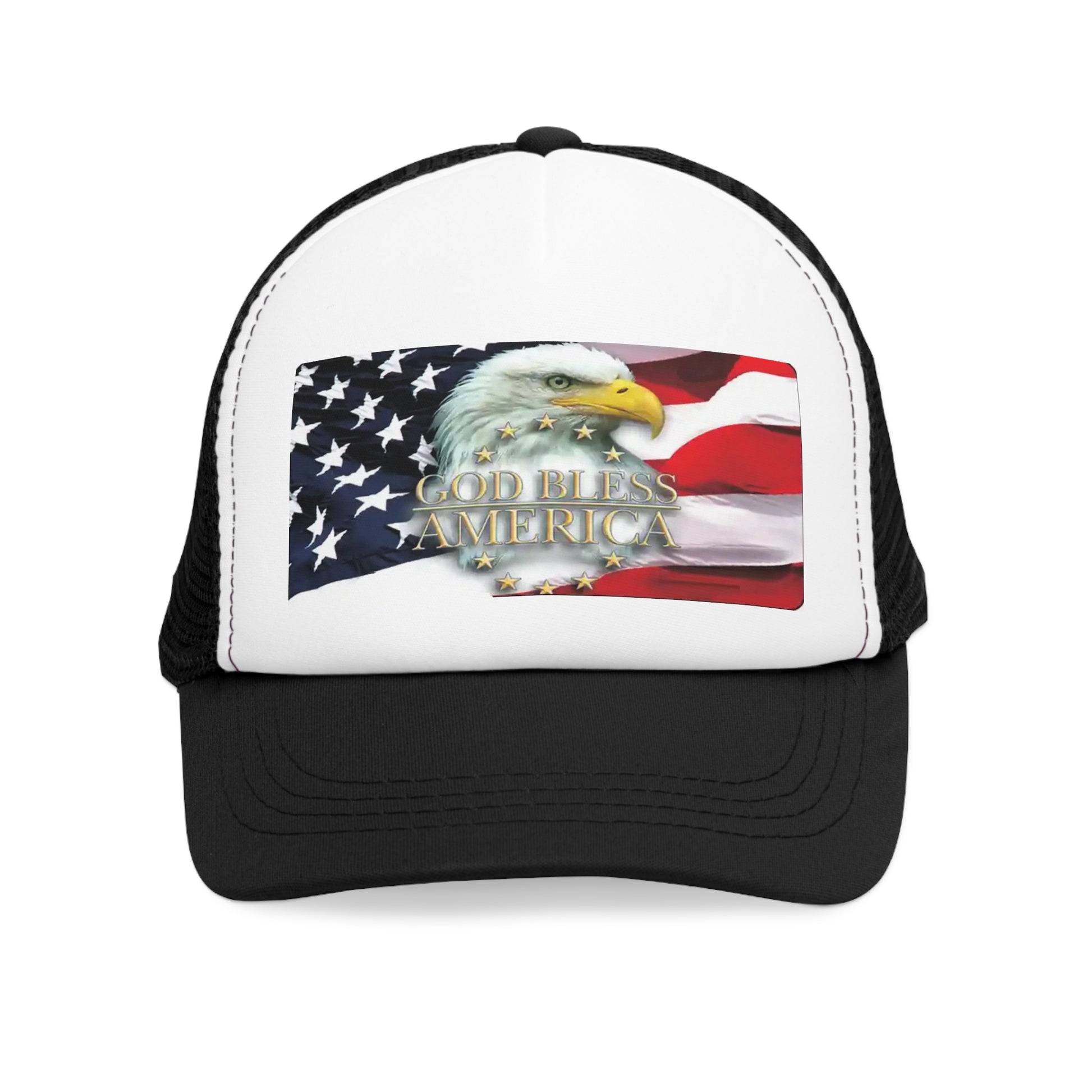 GOD Bless America US Flag and Eagle Mesh Ball Cap