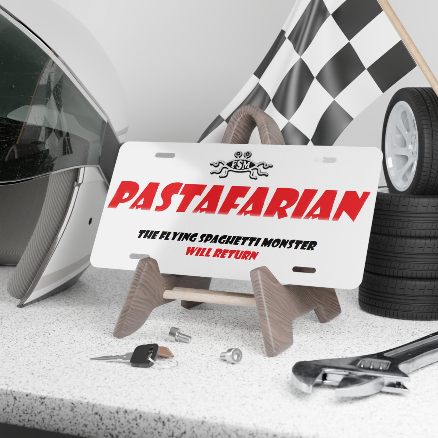 Flying Spaghetti Monster Pastafarian Vanity License Plate