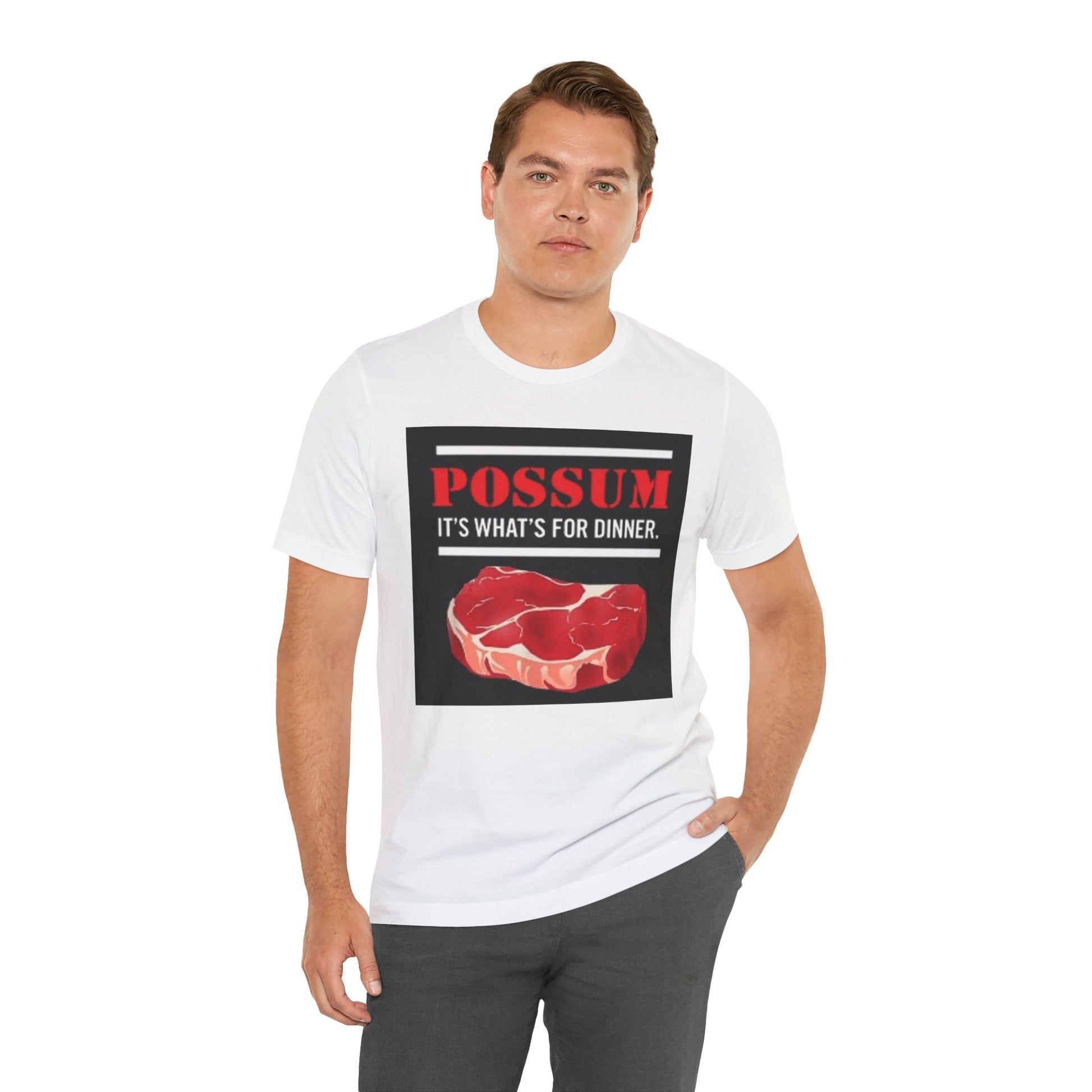Possum Dinner Graphic Tee, Funny Meat Lovers Shirt, Modelled