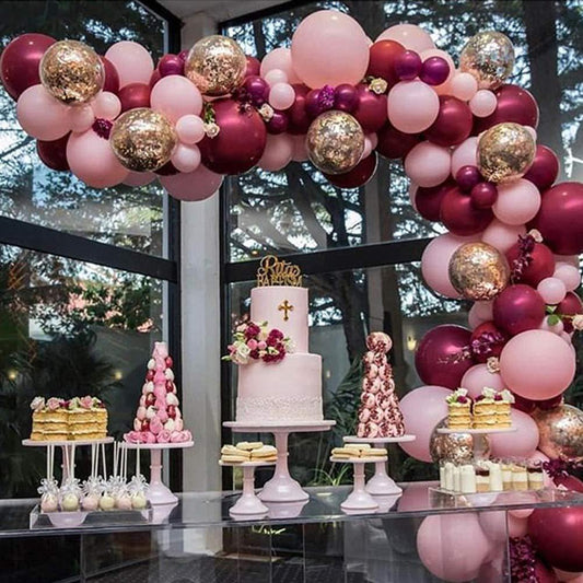 112 pcs  Red Rose Gold Birthday Pink Latex Balloon Garland Arch Kit For Girls Wedding Party Decoration Baby Showers Girl Birthday Party Ballons Decoration for Girls