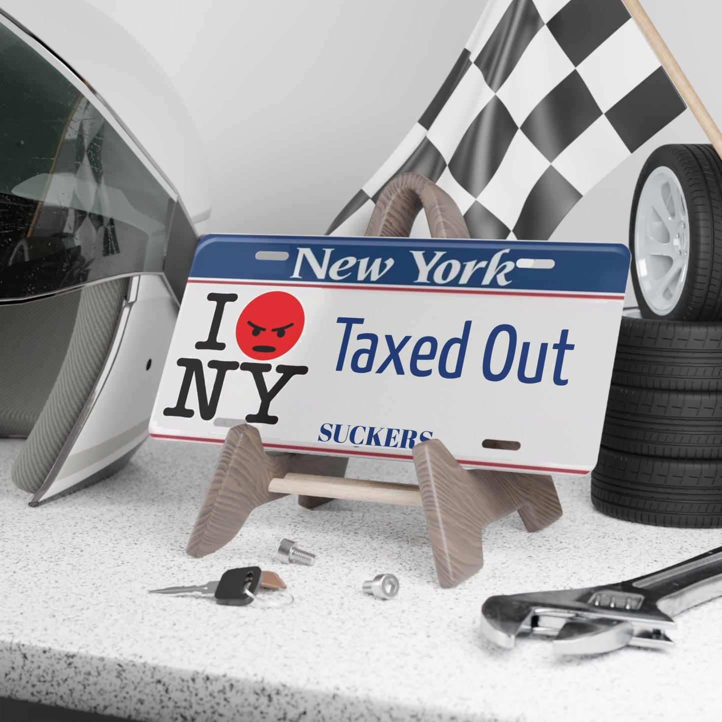 New York Taxed Out Vanity License Plate