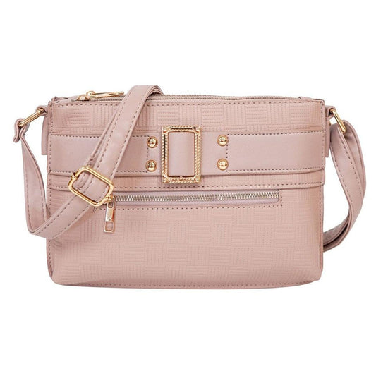 Mauve Leather Buckle Crossbody