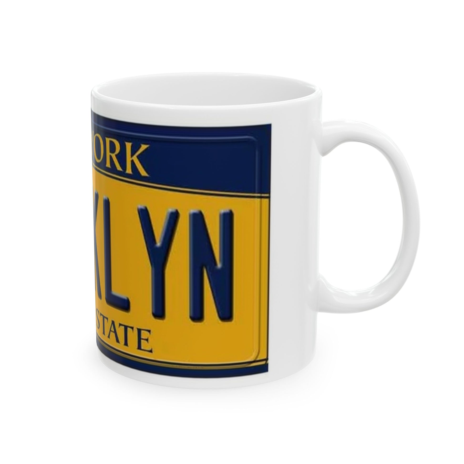 Left Angle View Brooklyn New York Retro Style Ceramic Mug