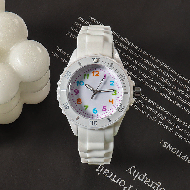 Kids Quartz Watches 50M Waterproof Analog Wristwatches Jelly Clock Students Watch Children PU Band Watch Childrens Analog Wrist Watch With Protective Design Simple Watch For Girls And Boys