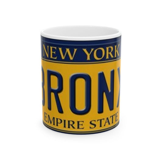 Retro Style Bronx NY License Plate Ceramic Mug