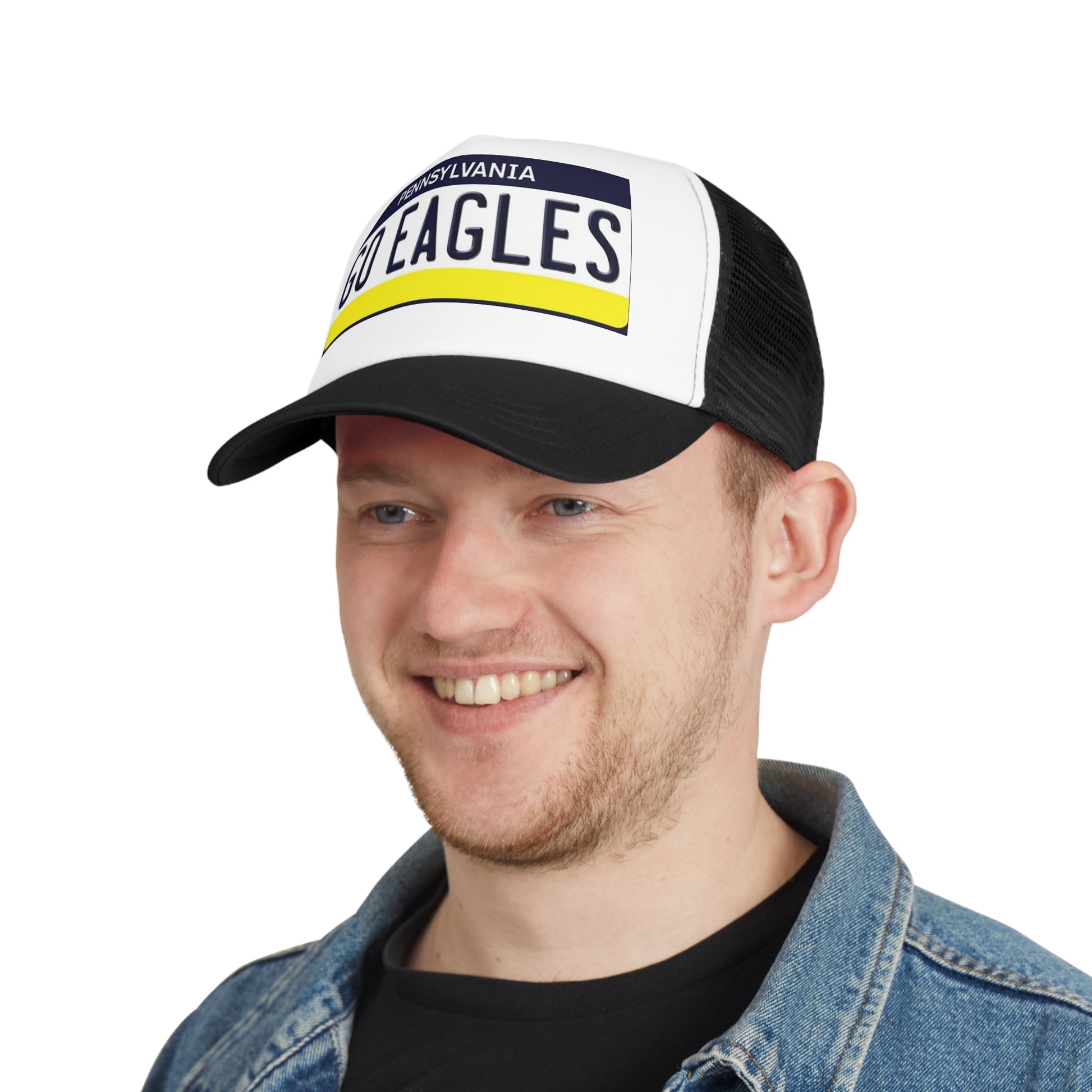 Model Wearing Go Eagles Pennsylvania Philadelphia Mesh Cap