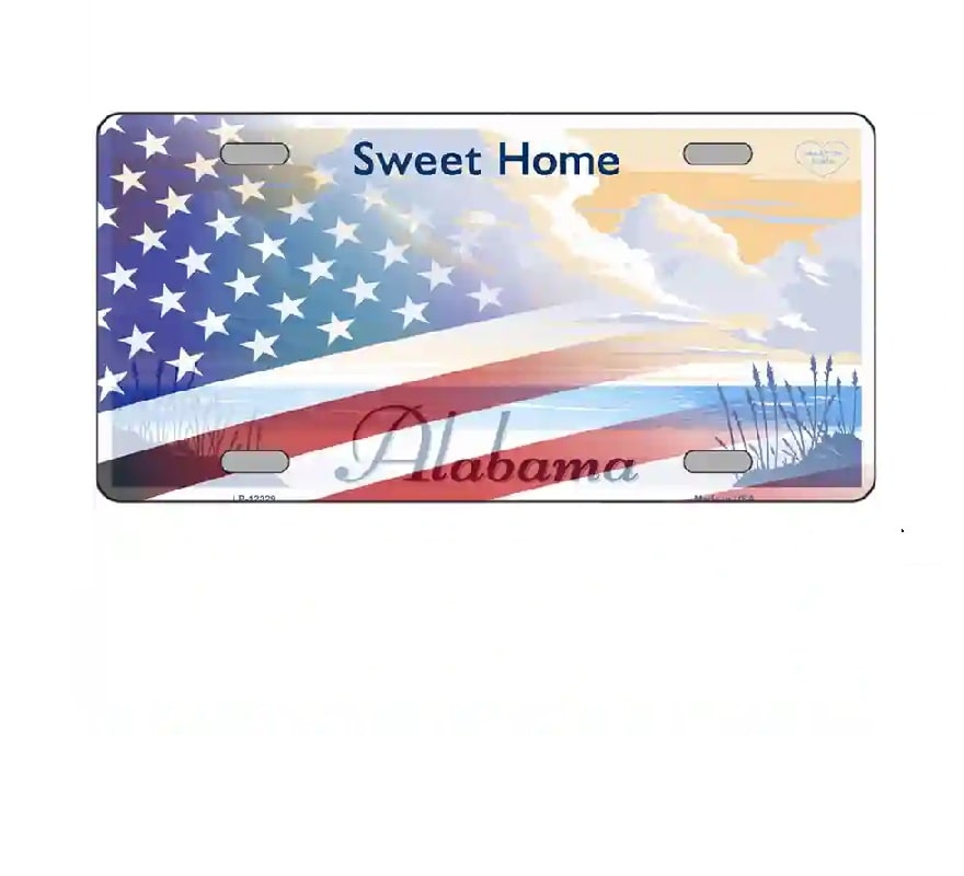 Sweet Home Alabama with American Flag License Plate