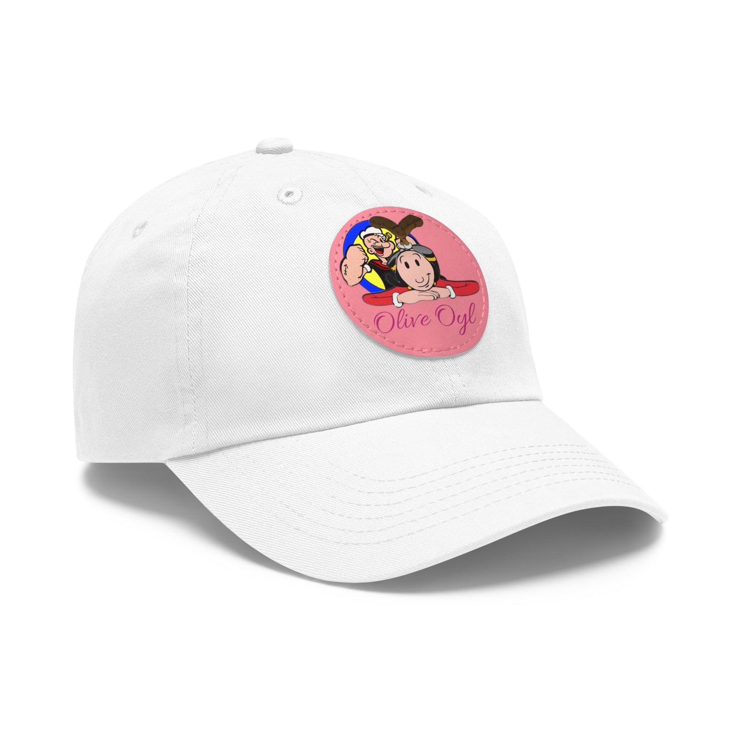 Olive Oyl and Popeye Ball Cap with Round Leather Patch