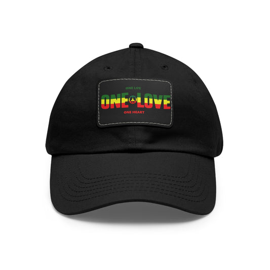 One Love Jamaica Marley Rasta Ball Cap with Leather Patch