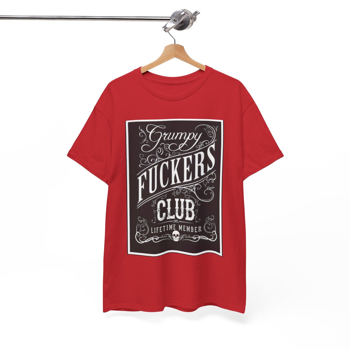 Red Grumpy F*ckers Club Unisex Heavy Cotton Tee On A Hanger