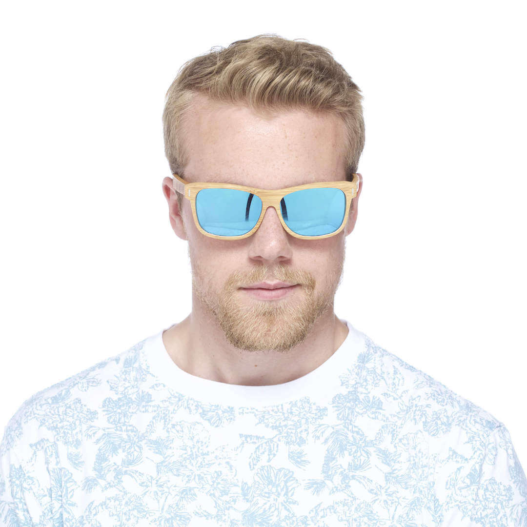 Ultimate - Blue Bamboo Sunglasses Modeled
