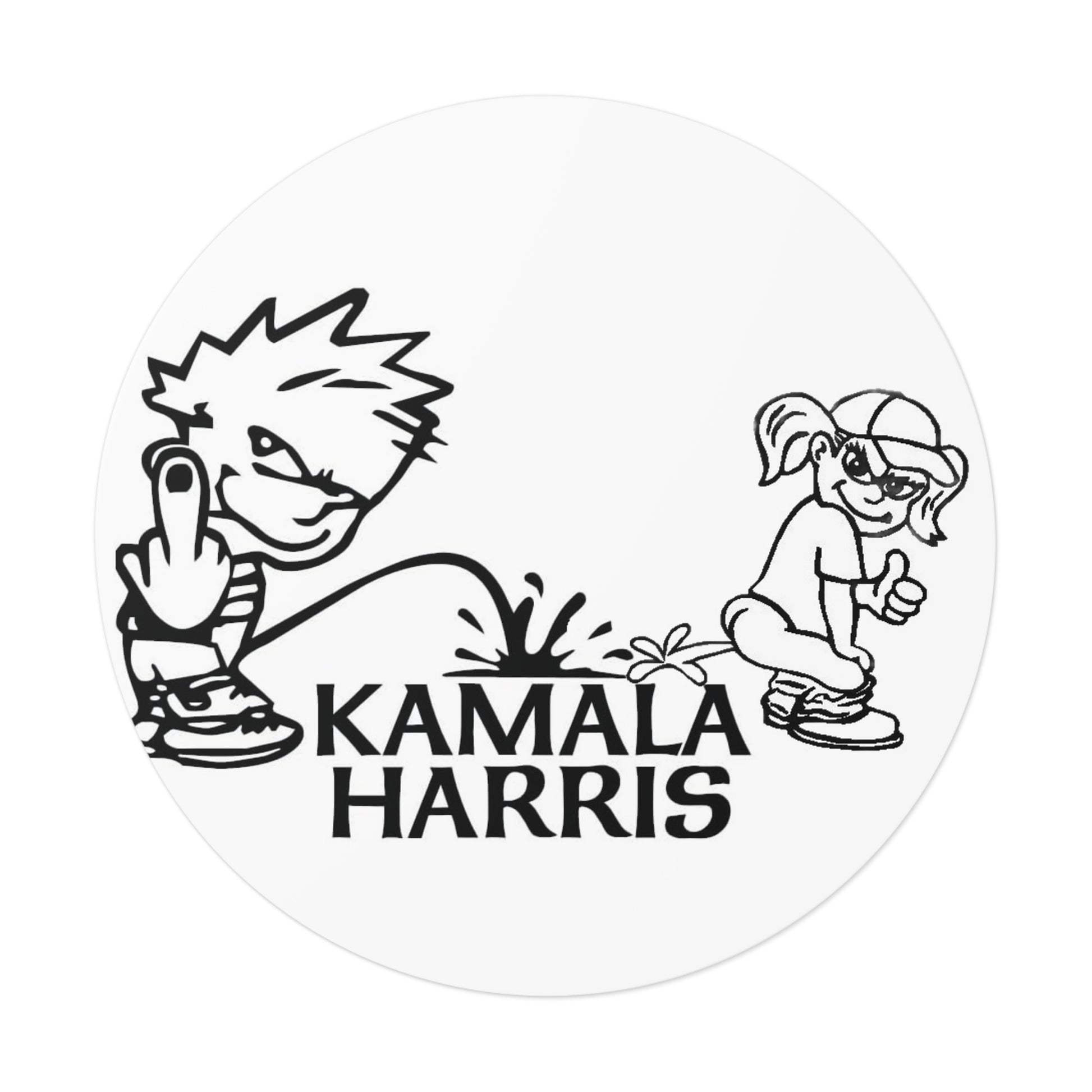 Kamala Harris Pissed On Round Vinyl Sticker