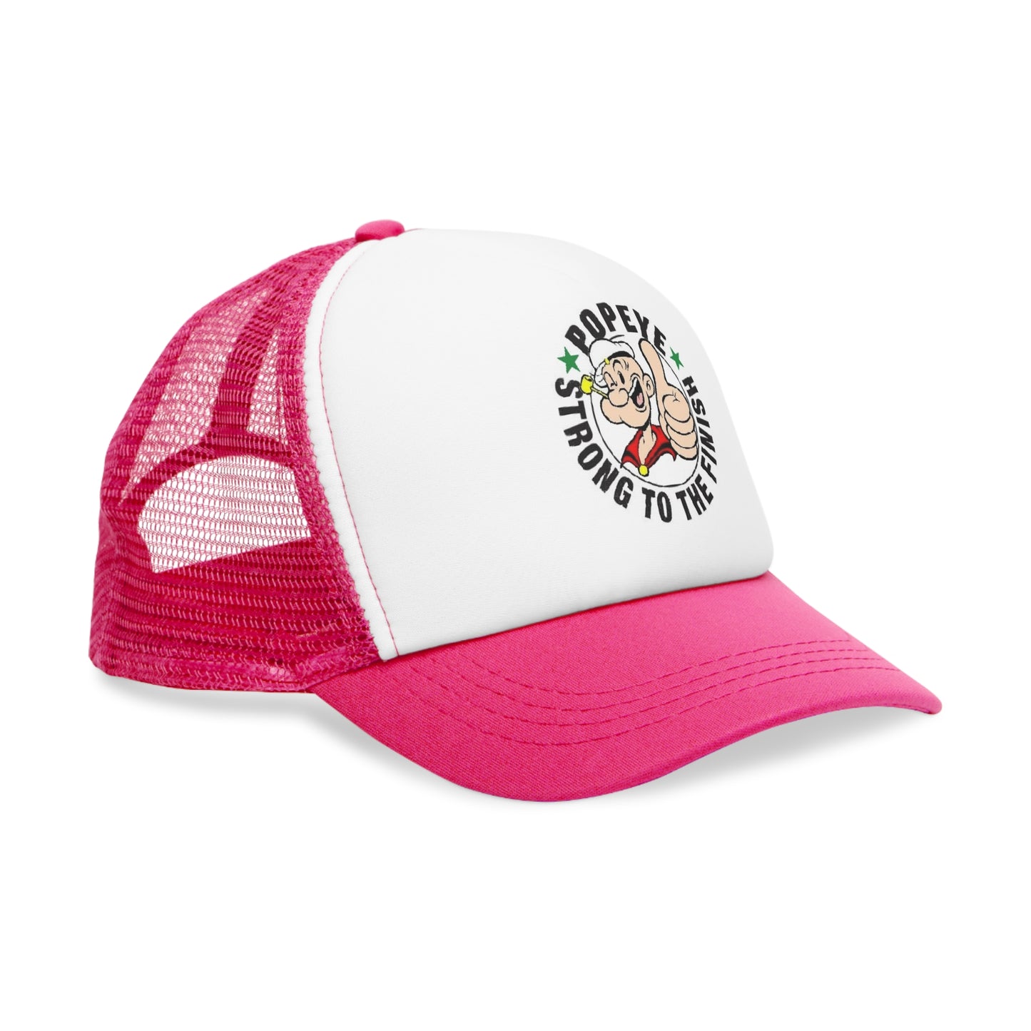 Side View Pink Popeye Strong To The Finish Mesh Ball Cap