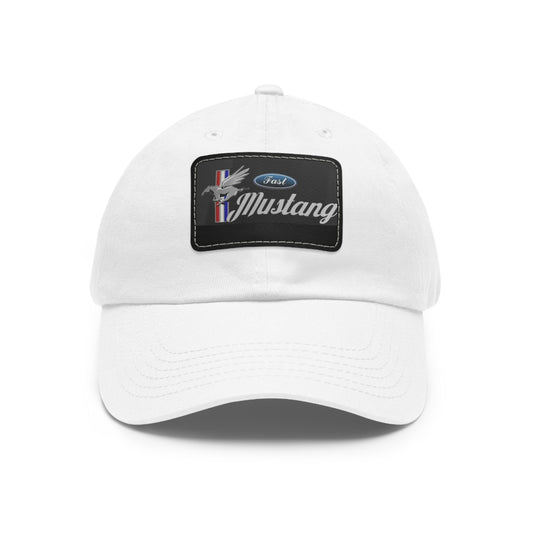 Fast Mustang Black Hat with Black Leather Patch