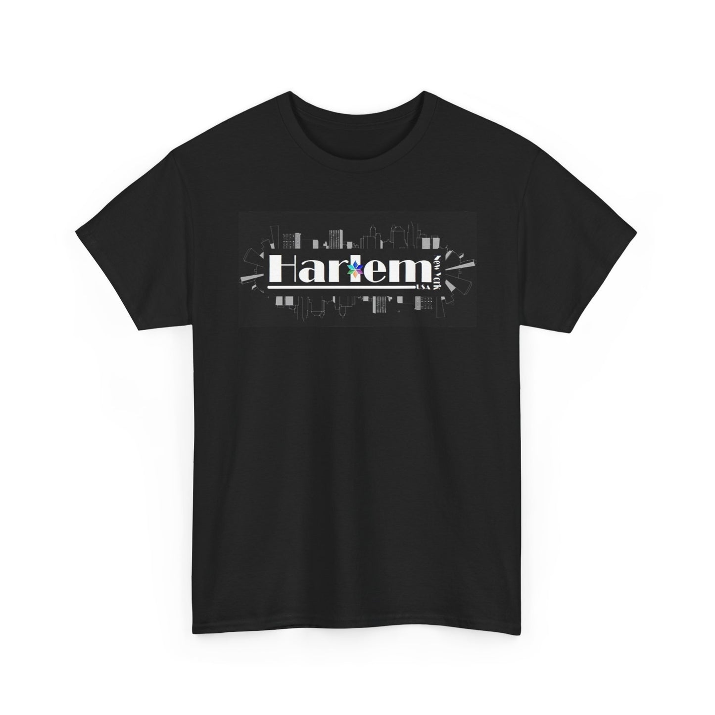 Black Tee Shirt - Harlem New York Unisex Heavy Cotton Tee