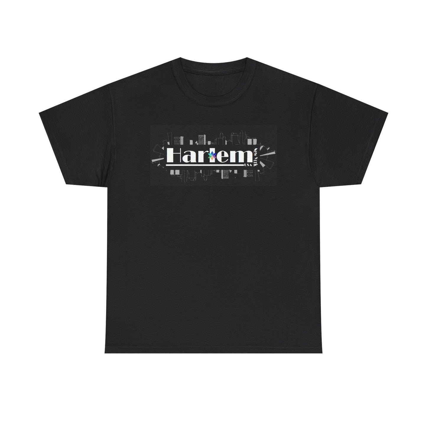 Black Tee Shirt - Harlem New York Unisex Heavy Cotton Tee