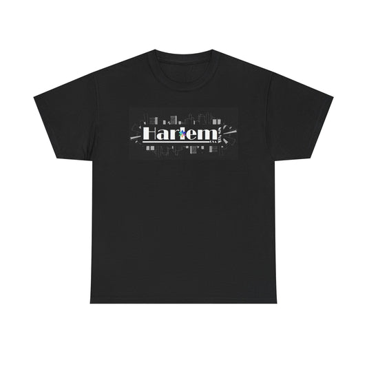 Black Tee Shirt - Harlem New York Unisex Heavy Cotton Tee