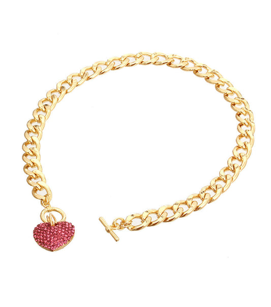 Pink Heart Toggle Necklace