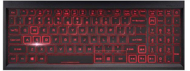 Black keyboard with red backlighting