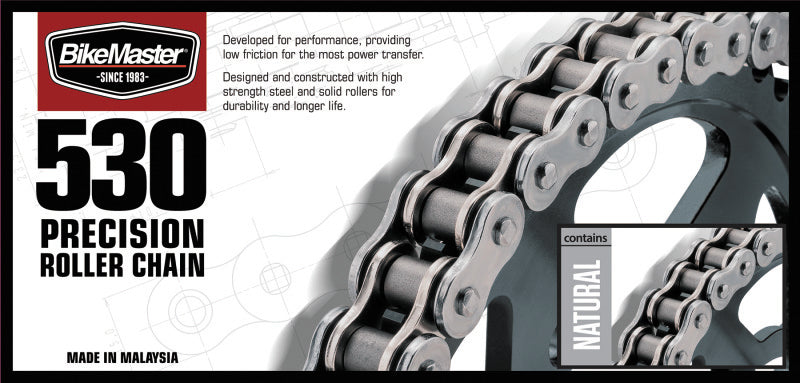BikeMaster 530 precision roller chain with text on a white background