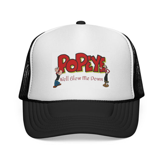 Popeye Trucker Cap, "Well Blow Me Down" Gift for Comic Lovers, Casual Outdoor Accessory