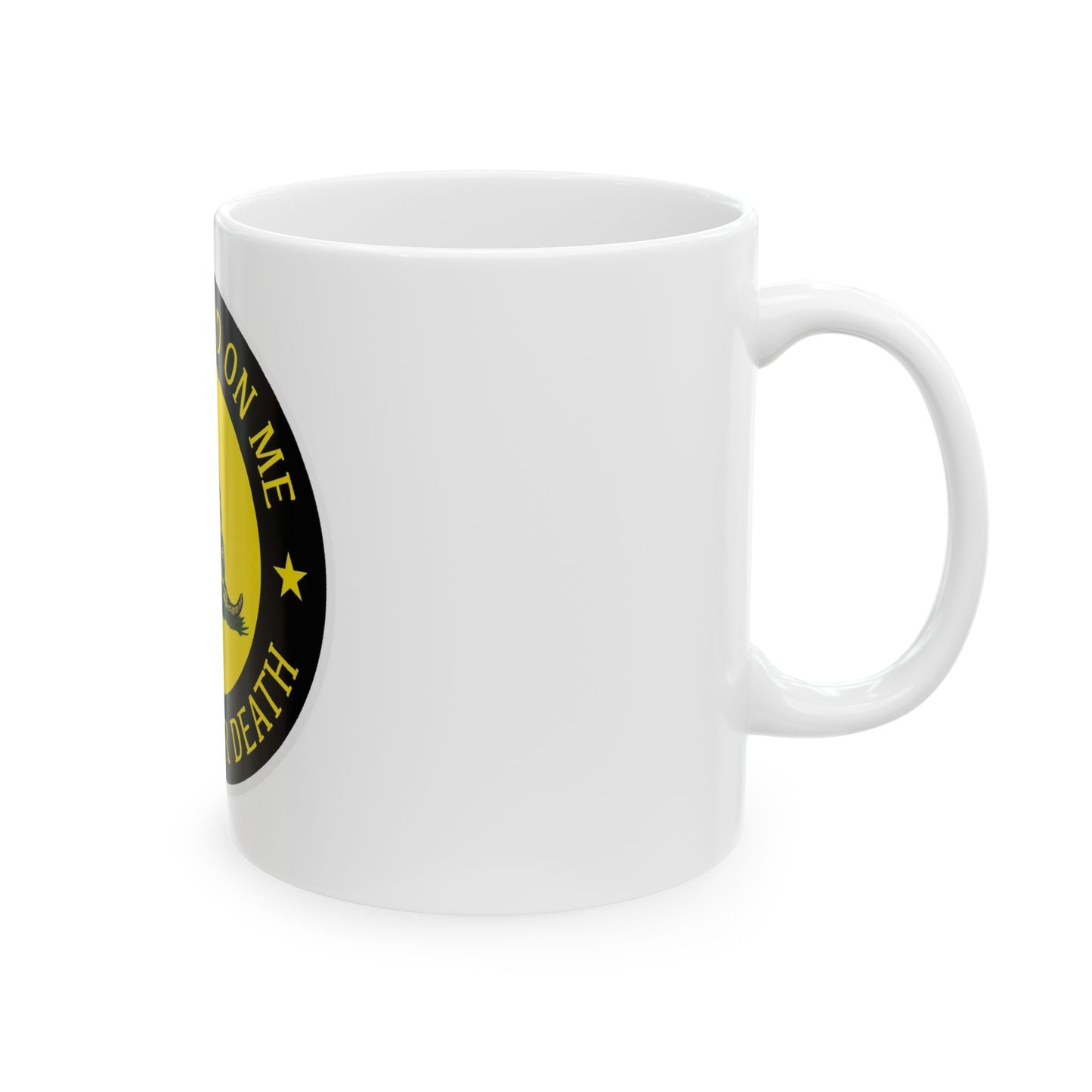 Left Angle Don't Tread On Me Circular Design 11 Oz. Ceramic Mug