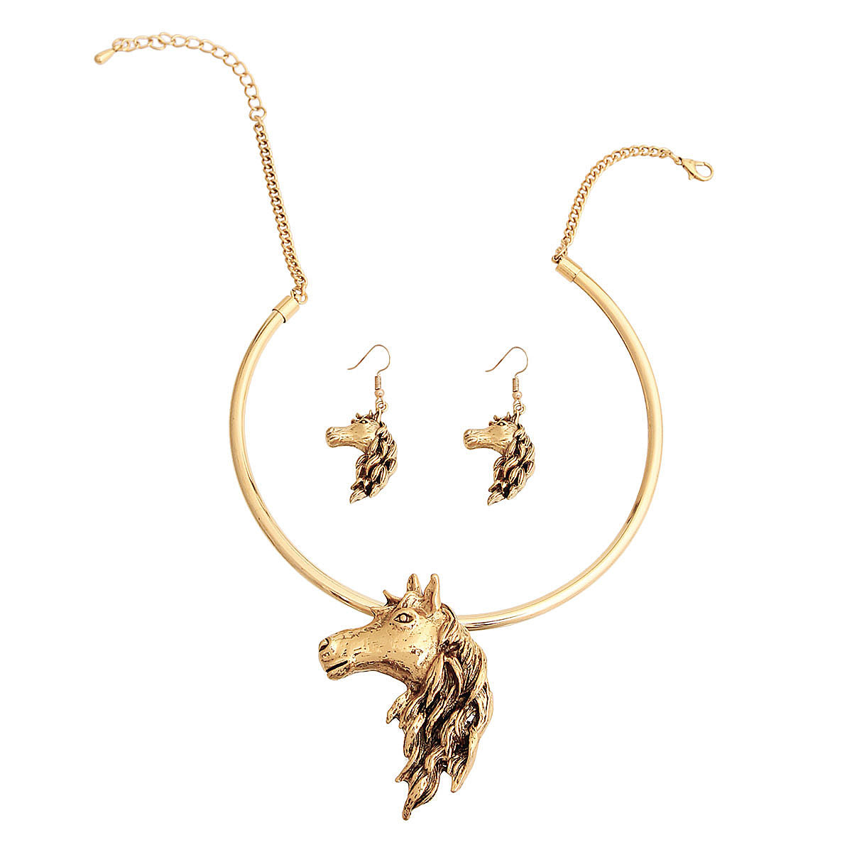 Burnished Gold Horse Necklace