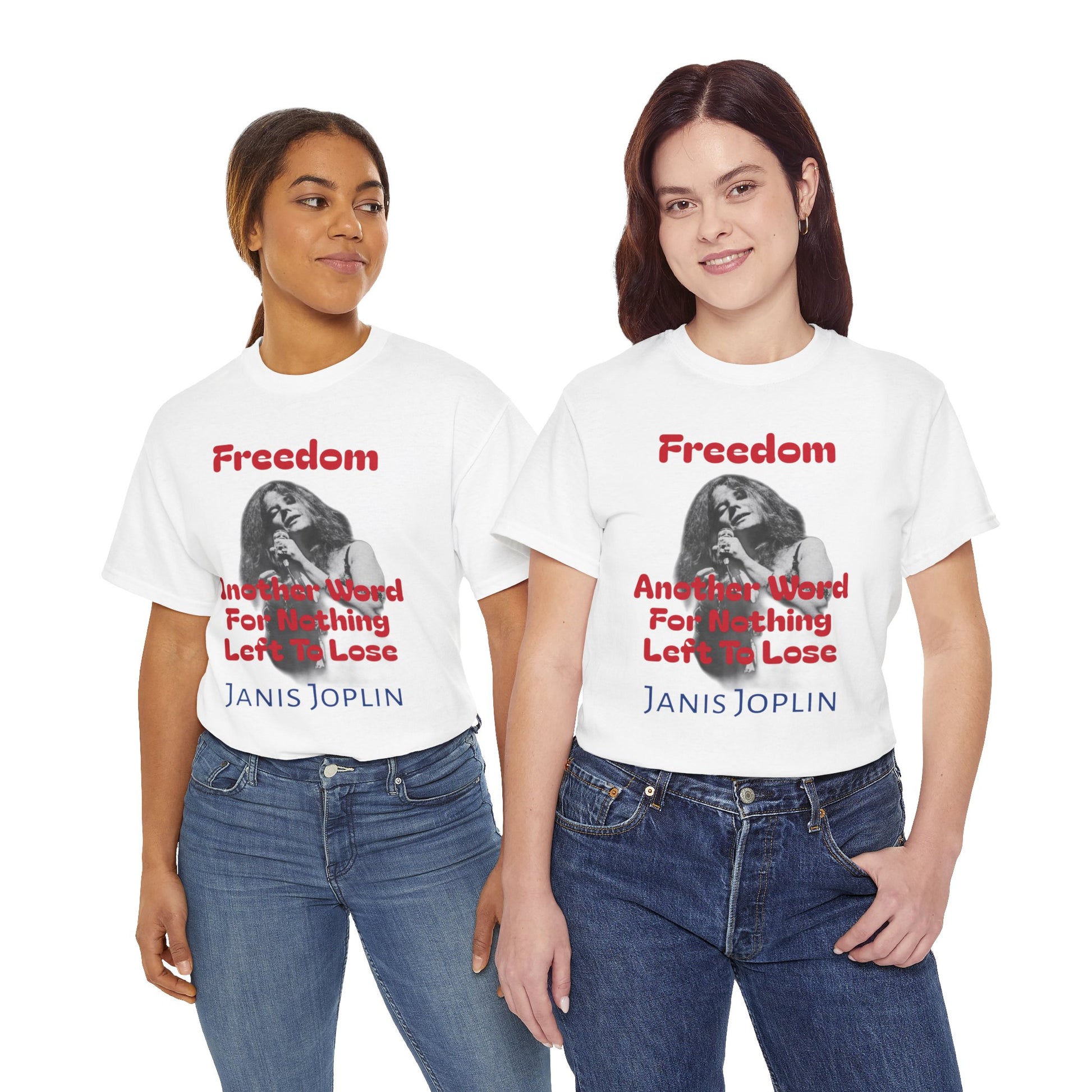 Models Wearing Janis Joplin Freedom Tee Shirt