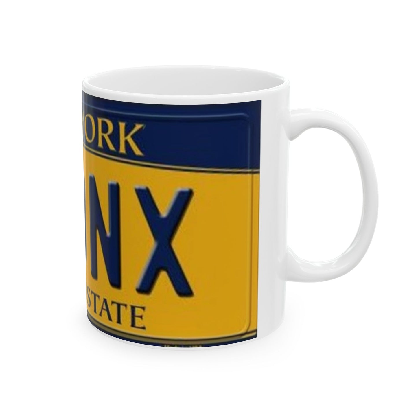 Left Angle View Retro Style Bronx NY License Plate Ceramic Mug