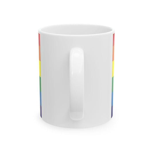 Handle Side View Smiley Face Rainbow 11 Oz. Ceramic Mug
