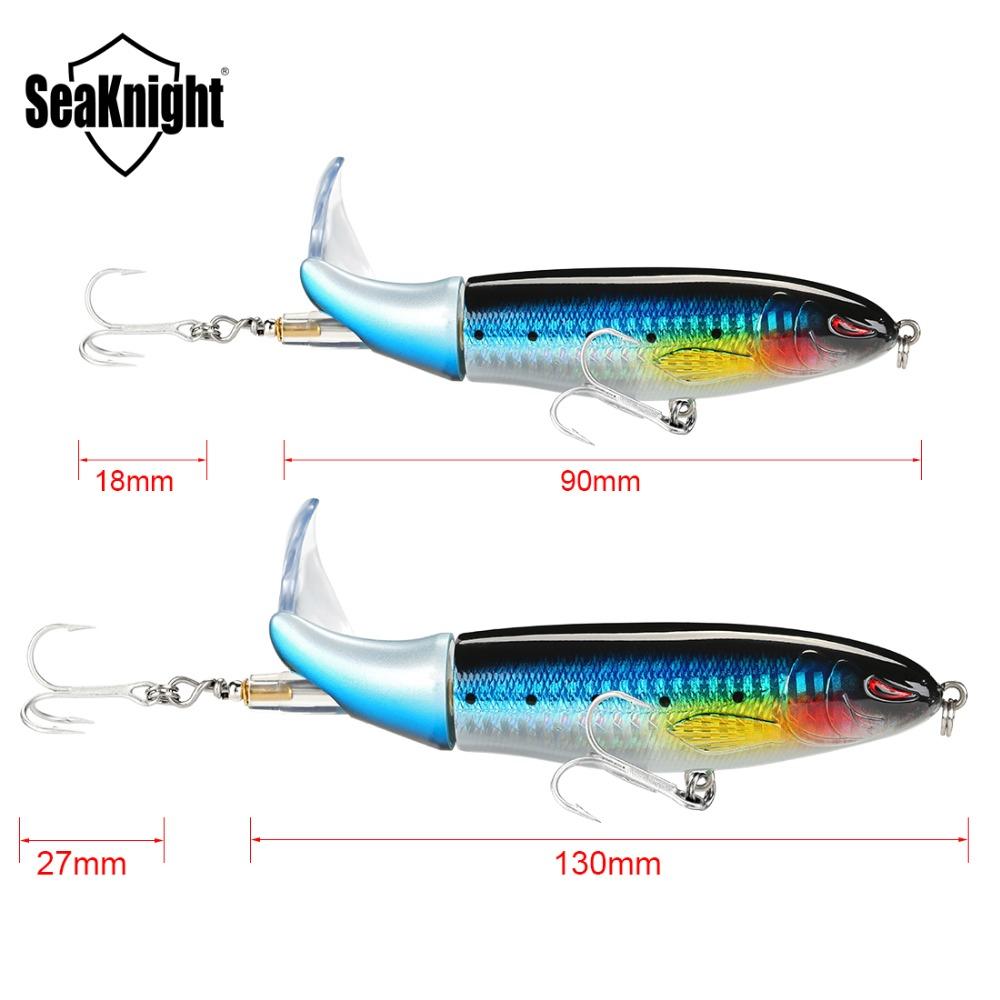 Two fishing lures with measurements on a white background, featuring the Seaknight brand.