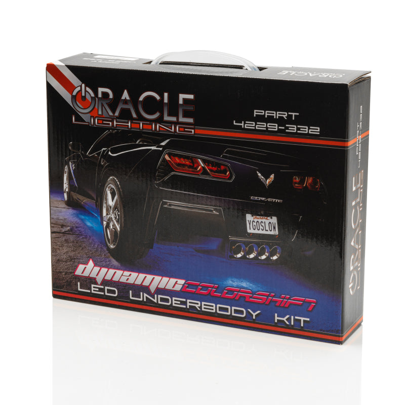 Oracle Lighting LED Underbody Kit packaging with car image on a white background