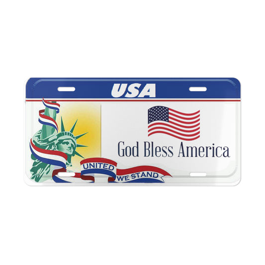 USA United We Stand God Bless America Vanity License Plate