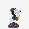Snoopy figurine in a Yankees baseball uniform with a cap and glove on a white background