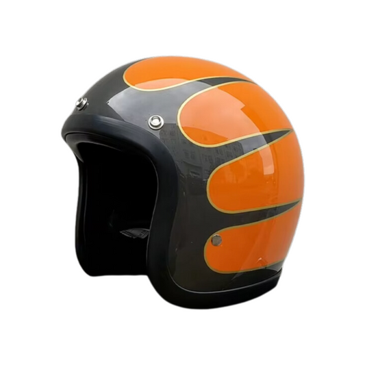 Orange and black helmet on a white background