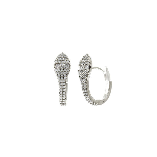 Silver CZ Snake Head Huggie Hoops