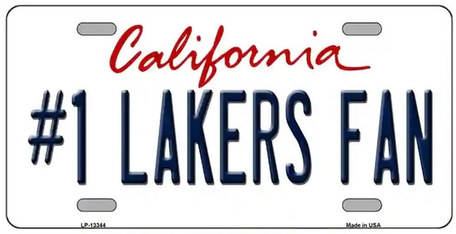 Number 1 Lakers Fan Novelty Metal License Plate Tag 