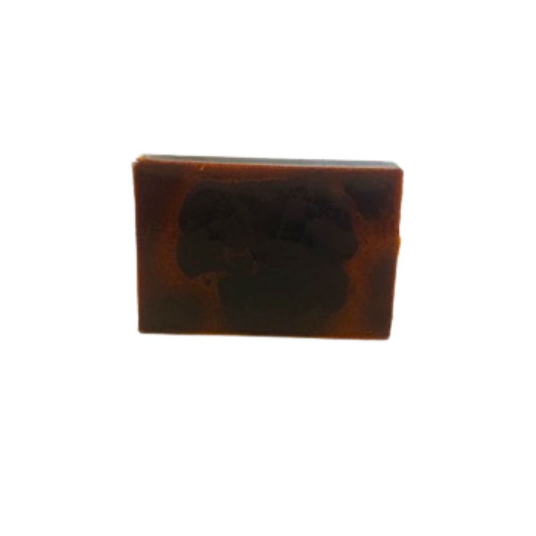 Brown soap bar on a white background